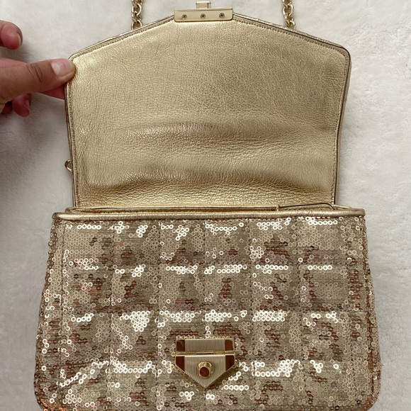 NEW Michael Kors Gold Sequin Quilted Soho Shoulder Bag - Picture 11 of 15